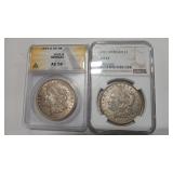 2 - 1921 MORGAN DOLLARS SLABBED ANACS & NGC