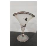 FOSTORIA #2385 VASE W/ ROCKWELL SILVER OVERLAY