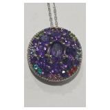 925 AMETHYST & MULTI COLOR GEMSTONE NECKLACE