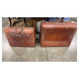2 - WHEARY VTG LEATHER LUGGAGE