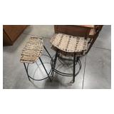 3 - WICKER & METAL STOOLS