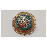 ITALY VTG MICRO MOSAIC BROOCH