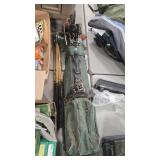 GOLF BAG WITH LARGE GROUP OF GOLF CLUBS