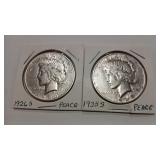 1926 S &1935 S PEACE DOLLARS
