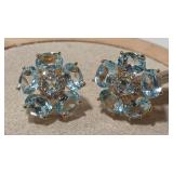 925 GOLD TONE BLUE TOPAZ EARRINGS
