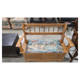 OAK  UPHOLSTERED ENTRY BENCH