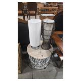 2 - ACCENT LAMPS & WIRE SIDE TABLE