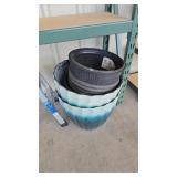 GROUP OF PLASTIC OUTDOOR PLANTERS