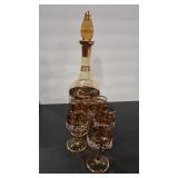 MCM AMBER GLASS APERITIF SET