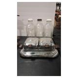 VTG WAFFLE IRON & VTG JUICE BOTTLES