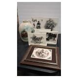 6 - WESTERN ART PLAQUES & PAINTED JUG
