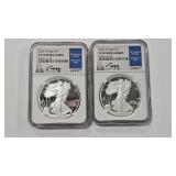 2 - '22 W NGC PF 70 ULTRA CAMEO SILVER EAGLES -