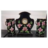 3 PC  VTG MANTLE CLOCK & VASES