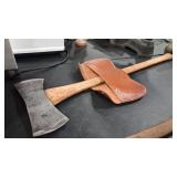 SWISS DBL BIT AXE & LEATHER CASE