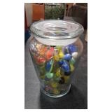 JAR OF VTG MARBLES