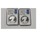 2 - '22 W NGC PF 70 ULTRA CAMEO SILVER EAGLES -