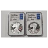 2 - '22 W NGC PF 70 ULTRA CAMEO SILVER EAGLES -