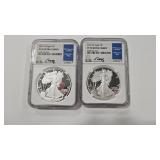 2 - '22 W NGC PF 70 ULTRA CAMEO SILVER EAGLES -