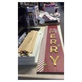 BE MERRY SIGN, STRIPS OF HOBBY OAK & WHITE SHELF