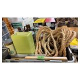 BX W/ ROPE, BEER CANS, GREEN PLANTER & MISC