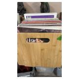 WOOD CRATE OF LP RECORDS & VIDEO DISC MOVIES