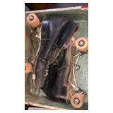 VINTAGE ROLLER SKATES W/ METAL CASE