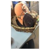 DECORATIVE BASKETS, PILLOW & WOOD HEART THEMED