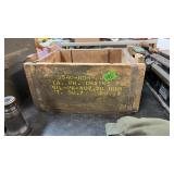 WOODEN AMMO BOX W/ MILITRAY ISSUE GOGGLES
