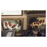 TWO SPANIEL DOG PAINTINGS, FRAMED