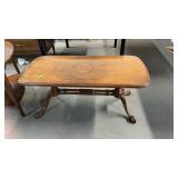 CLAW FOOT WALNUT COFFEE TABLE