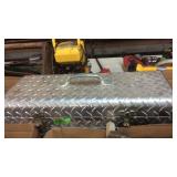 ALUMINUM DIAMOND PLATE TOOL BOX W/ MISC TOOLS