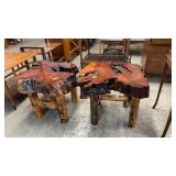 PR OF REDWOOD LOG END TABLES EACH 2X$