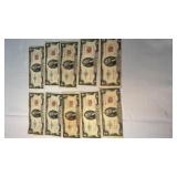 10 1953 SERIES JEFFERSON TWO DOLLAR RED LABEL