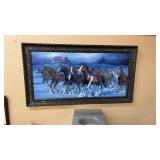 FRAMED BLUE STAMPEED BY DAE H. CHO, 54'X29'