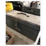 METAL TOOL BOX W/ MISC TOOLS INSIDE