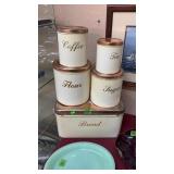 VINTAGE CANISTER SET & BREAD BOX