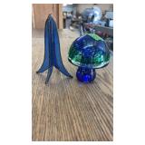 ART GLASS MUSHROOM & STAIN GLASS TREE ORNAMENT