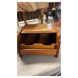 SMALL TEAK ROLL TOP DESK ORGANIZER