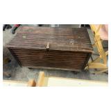 ANTIQUE WOOD STORAGE TRUNK