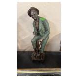 VINTAGE PAINTED  SCULPTURE OF MAN SMOKING