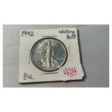 1942 WALKING LIBERTY SILVER HALF DOLLAR