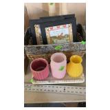 DECORATIVE BASKET, PICTURES, VASES