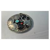 BELT BUCKLE W/ ELK HEAD TURQUOISE, BUFFALO NICKEL