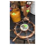 BAROMETER, STONEWARE JUG & CARVED WOOD SAIL FISH