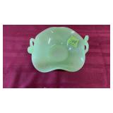 VINTAGE FENTON JADIETE DOLPHIN CANDLE DISH