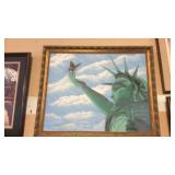 MARY CHARLES STATUE OF LIBERTY PASTEL PAINTING