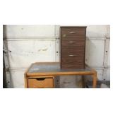 SLATE TOP DESK & FILE CABINET