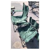 2 GREEN FOLDING CAMP CHAIRS (1 ADULT, 1 KIDS)