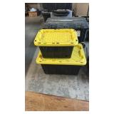 2 BLACK & YELLOW TOTES W/ LIDS