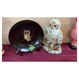 ENESCO SNOWY # OWL FIGURE & MCM COUROC OWL PLATE